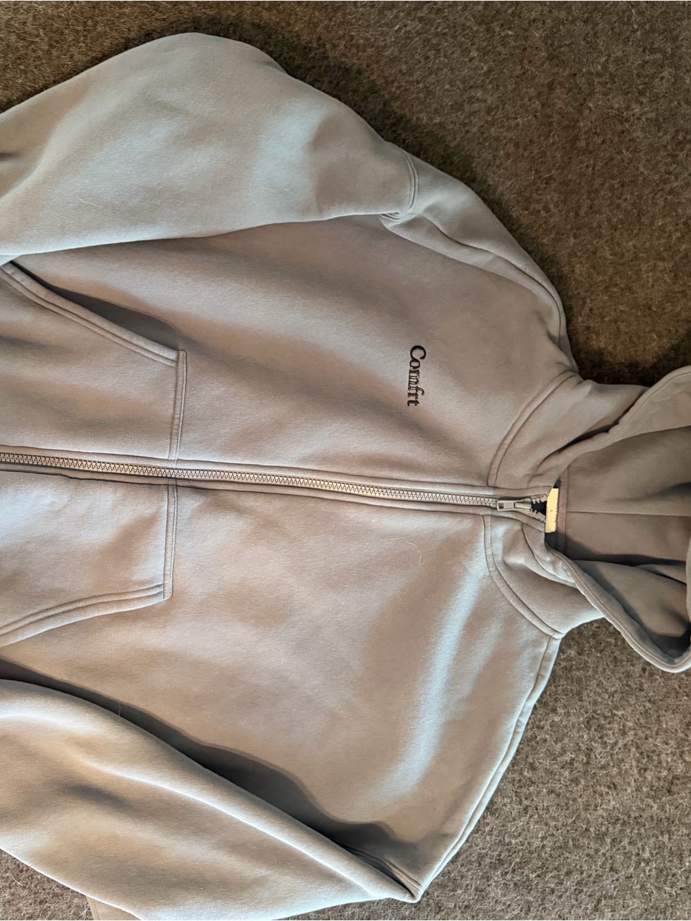 Comfort Zip-Up Hoodie Sweater - Light Gray